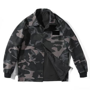 Blouson de motard noir pour homme avec doublure camouflage, résistant à l'eau, fermeture boutonnée, coupe classique, vêtement d'extérieur - Product Image 2