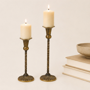 Juego de Portavelas Cónicos de Latón Antiguo con Base Retorcida, Candelabros de Metal Dorado Vintage para Centro de Mesa de Boda y Decoración de Hogar de Lujo - Product Image 2