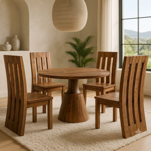 ARTERRA Juego de Comedor con Mesa Redonda Moderna Decorativa de Madera de Teca Premium Ecológica y Sillas para Casa o Villa - Product Image 6