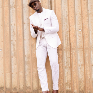 Ensemble pantalon et veste de costume d'affaires léger croisé pour homme, couleurs et tailles personnalisables, devant plissé, respirant, antistatique, en tissu peigné - Product Image 2