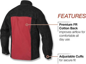 Veste de travail ignifuge, coupe classique, noire avec panneau dorsal rouge, résistante à la chaleur 500°C, pack respirateur JNA GROUP pour la protection incendie - Product Image 3