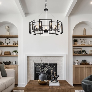 Wholesale Industrial Geometric Chandelier <b>Bulk</b> Matte Black Pendant Light Factory Price Retro <b>Candle</b> Hanging Lamp - Product Image 6