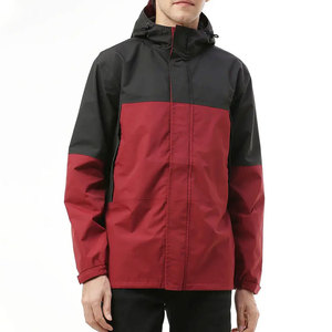Men's Hooded <b>Waterproof</b> <b>Jacket</b> Color Blocking <b>Red</b> Black Sporty Winter Outerwear Zipper Closure Regular Fit Polyester Shell - Product Image 1
