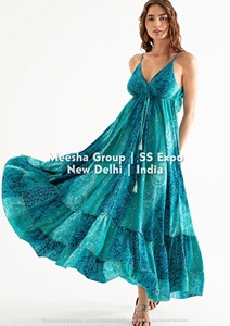 Vestido largo bohemio sin mangas con cuello en V y espalda descubierta para mujer, vestido largo de verano para la playa con dobladillo con volantes, varios colores - Product Image 4