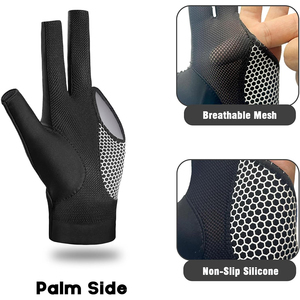 Guantes de billar de 3 dedos con cierre de gancho y bucle de alta calidad OEM, guantes de snooker de la mejor calidad disponibles a un precio competitivo. - Product Image 5