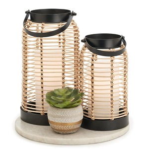 High Quality Rattan Set Of 2 Candle Holder For Home Decoration Living Room <b>Table</b> Decor Wedding Event And <b>Patio</b> Garden Styling - Product Image 6