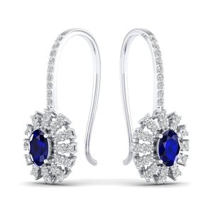 REYES Pendientes Minimalistas de Oro 9K 10K 14K 18K 22K con Diamantes y Zafiro Azul de Corte Ovalado para Mujer, Joyería Fina - Product Image 5