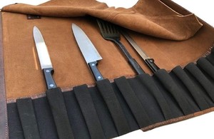 Premium Leather Knife <b>Roll</b> Chef Knife Holder <b>Bag</b> Culinary Equipment Storage Organizer Travel Case LKR-0306 - Product Image 3