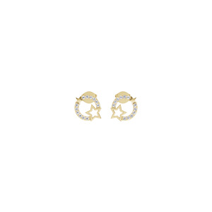 Pendentif étoile et lune classique en argent pour femme Aarinya, avec accents de diamants de laboratoire, or 18 carats, certifié IGI, pour un usage quotidien, ensemble de pendentifs - Product Image 3