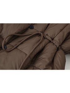 Chaqueta Acolchada de Mujer, Nueva Moda de Invierno, con Cordones, Manga Larga, Cálida, con Botones, Transpirable - Product Image 4