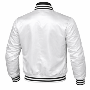 Veste universitaire blanche pour homme avec bordure noire, col rabattu, coupe classique, polyester, vêtement décontracté pour l'automne - Product Image 4