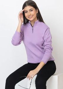 Top de punto premium con media cremallera, elegante y cómodo para usar todo el día, de exportador indio a un precio inmejorable. - Product Image 3