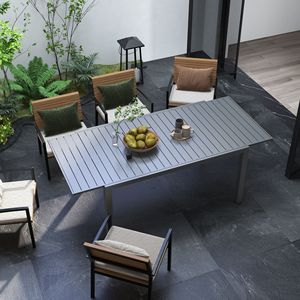 Tavolo da Pranzo Pieghevole in Alluminio Leggero e Moderno per Esterni, Grigio Antracite, 6-8 Posti, per Patio e Giardino - Product Image 2