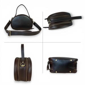 Vintage Women Genuine Leather Semi Circle Crossbody Bag, <b>Small</b> Shoulder Handbag with Zipper Closure & Adjustable Strap - Product Image 5