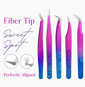 Fiber Tip Sweet Spot <b>Eyelash</b> Tweezers Set Gradient Purple Blue Precision Lash Isolation <b>Applicator</b> Tools - Product Image 4