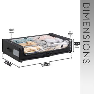 Set di 2 Contenitori Salvaspazio Sottoletto con Ruote, Scorrimento Fluido Multidirezionale e Coperchio Trasparente - Product Image 4