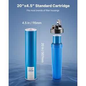 Filtro a Carbone Attivo da Guscio di Cocco KDF 4.5'' x 20'' per Depuratore Acqua Domestico, Cartuccia di Ricambio in PP per Tutta la Casa - Product Image 4