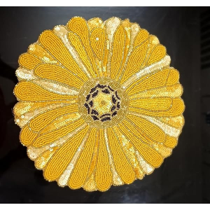 Handmade Beaded Needlework <b>Placemat</b> <b>Round</b> Decorative Dining Table Setting custom Design - Product Image 4