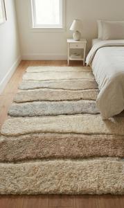 Alfombra Moderna de Lana con Rayas Neutras, Suave y Afelpada, Antideslizante, Hecha a Mano, con Diseño Geométrico Abstracto para Sala de Estar, Dormitorio y Decoración del Hogar - Product Image 5
