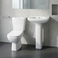 Inodoro de cerámica de dos piezas con pedestal y lavabo, sistema de doble descarga, montaje en suelo, para proyectos en África.