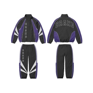 Ensemble de survêtement de marque à manches longues, col montant, respirant, en polyester, style sportif, pour l'automne, unisexe, adulte, coupe classique, style USA - Product Image 3