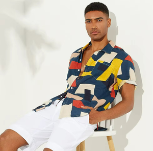 Chemises à manches courtes pour hommes, vêtements de plage d'été tendance, qualité 65% polyester 35% coton, imprimé floral personnalisé, chemises hawaïennes pour hommes - Product Image 2