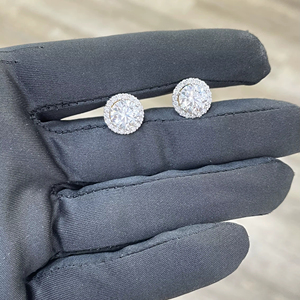 Pendientes de Halo con Diamantes Cultivados en Laboratorio de 3 Quilates Cada Uno, con Laterales de Diamantes Cultivados en Laboratorio, para Mujer, en Oro de 10 Quilates, Joyería Ecológica con Diamantes Cultivados en Laboratorio - Product Image 1