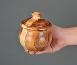 Wood <b>Spice</b> <b>Jar</b> Rustic Wooden Sugar Bowl with Lid Customized Logo Handicrafts Wood Sugar Pot - Product Image 5