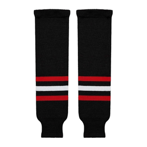 Calcetines Deportivos Negros hasta la Rodilla, a Rayas, Tejidos, Antideslizantes, de Secado Rápido, de Spandex y Poliéster para Otoño, Venta al Por Mayor - Product Image 1