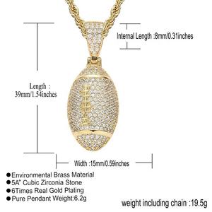Iced Out Football Moissanite Pendant Micro Pave Moissanite Football Pendant Solid Gold Plated <b>Charm</b> Moissanite Anniversary Gift - Product Image 3