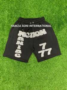 Shorts pour hommes 100% Coton, couleur unie, avec logo sur le devant, taille mi-haute, cordon de serrage, décontracté, respirant, séchage rapide, en tissu tissé, imprimé en relief, effet délavé - Product Image 4