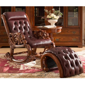 Sheesham Handcrafted Wooden Carving Rocking Chair Cushioned | Wooden armrest Chair with <b>Cushion</b> Seat & <b>Back</b> Support - Product Image 1