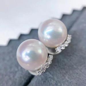 Boucles d'oreilles en argent sterling 925 de la série M Home Simplified, perles d'Akoya d'eau douce de qualité supérieure, sans défaut, 8-9 mm, avec boîte cadeau - Product Image 1