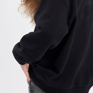 Sweat-shirt polaire uni à col rond pour femme, respirant, imprimé sur le devant, coupe ample, surdimensionné, en molleton bouclette, style streetwear - Product Image 6