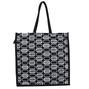 Bolsa de Compras de Lona de Algodón con Patrón Geométrico, Estilo Minimalista, Costuras Reforzadas, Cierre de Cremallera, para Compras, Moda - Product Image 3
