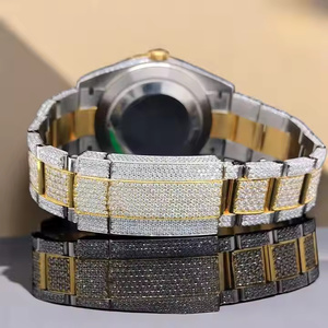 Montre de luxe pour homme en acier inoxydable avec verre Moissanite, montre-bracelet à quartz moderne, finition premium élégante et glacée, édition limitée - Product Image 3