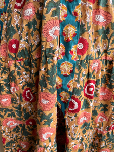 เดรสยาวลำลองลายดอกไม้ผ้าฝ้ายสำหรับผู้หญิง คอจีน แขนยาว ไซส์ใหญ่ สีสันตัดกัน เหมาะสำหรับใส่ในฤดูร้อน - Product Image 3