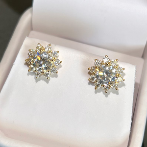 Hip Hop <b>Earrings</b> 925 Sterling Silver VVS Round Brilliant Cut <b>Moissanite</b> Diamond Handmade Setting For Women's <b>Earrings</b>` - Product Image 3