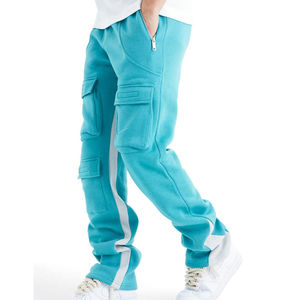 Loose Wide Leg <b>Trouser</b> for <b>Men</b> 100% Cotton Casual Long Sweatpants Double Waist Flares Baggy - Product Image 4