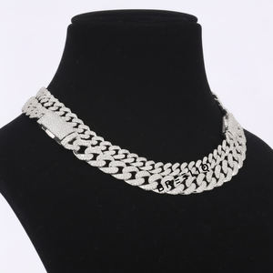 Collier et chaîne en argent sterling 925 avec diamants de laboratoire VVS testés au diamant, style Miami Cuban Link, Hip Hop Iced Out, pour hommes - Product Image 1