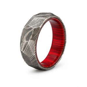 Anillo de Acero de Damasco Hecho a Mano Personalizado Jexmoo con Caja de Anillo con Impresión Digital, Regalo Perfecto para el Día del Padre para Papá, Esposo, Novio - Product Image 2