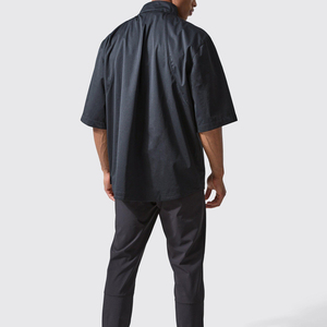 <b>Men's</b> Black Quarter-<b>Zip</b> Short Sleeve Shirt <b>Jacket</b> Quick Dry Sporty Regular Fit Summer Wear - Product Image 2