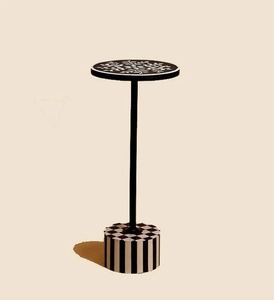 Mesa Auxiliar Redonda de Hueso Incrustado de Diseño Moderno de Alta Calidad, Taburete Lateral Tipo Tambor Hecho a Mano, Mesa de Centro Elegante de Hueso Incrustado - Product Image 2