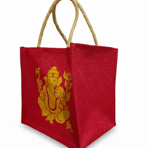 Jute Puja <b>Foldable</b> Shopping <b>Bag</b> 8x8x8 Inch with Rope Handle for Groceries - Product Image 1