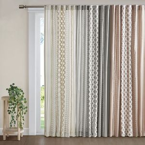 Pannello di tenda stampato a righe in ciniglia di cotone con fodera elegante mantovana per la decorazione della casa - Product Image 2