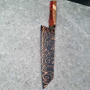 Couteau de chef japonais de 8 pouces en cuivre damas, lame Kiritsuke, cœur VG10, manche en bois stabilisé, logo personnalisé, professionnel - Product Image 6