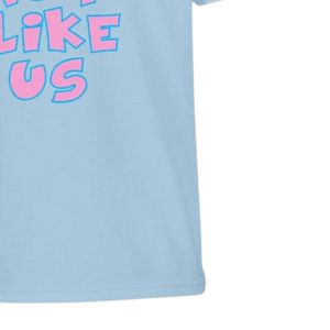 T-shirt bleu clair à manches courtes et col rond avec imprimé graphique rose, vêtement décontracté pour tous les jours, streetwear confortable - Product Image 6