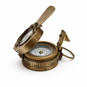 <b>Antique</b> Surveyor <b>Compass</b> with Sighting Vane and Folding Cover Vintage Land Navigation <b>Compass</b> Professional Directional <b>Compass</b> - Product Image 3