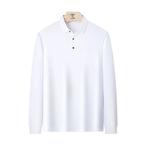 Polo à manches longues pour homme, service OEM personnalisé, polo vierge à col, t-shirt personnalisé avec logo brodé, polos à manches longues pour homme - Product Image 4