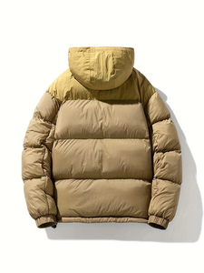Chaqueta de Invierno para Hombre con Capucha, Acolchada, Gruesa, Casual, Resistente al Viento, con Cierre Frontal, Color Sólido, Poliéster, Impermeable - Product Image 4